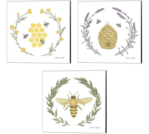 Happy to Bee Home 3 Piece Canvas Print Set by Sara Zieve Miller