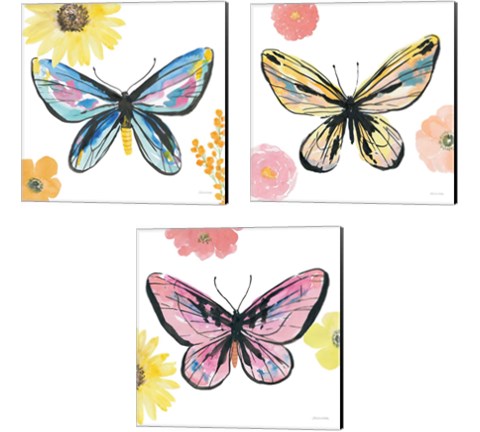 Beautiful Butterfly 3 Piece Canvas Print Set by Sara Zieve Miller