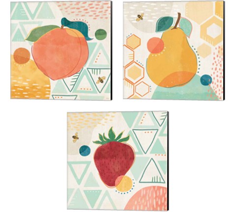 Fruit Frenzy 3 Piece Canvas Print Set by Veronique Charron