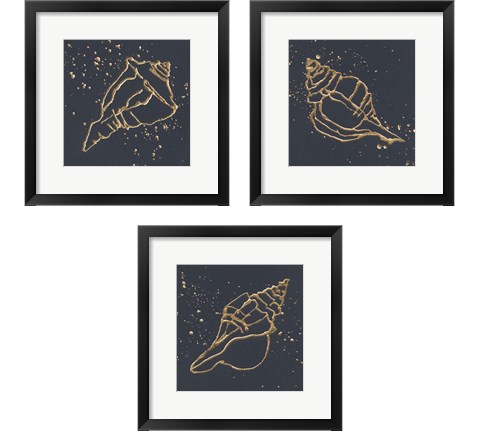 Gold Conch 3 Piece Framed Art Print Set by Chris Paschke