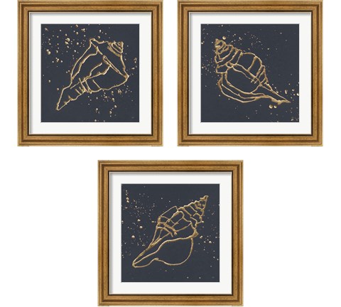 Gold Conch 3 Piece Framed Art Print Set by Chris Paschke