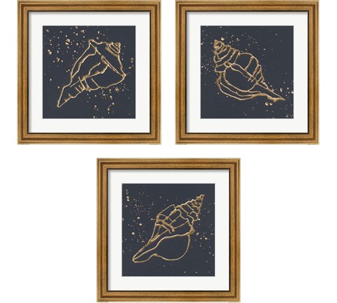 Gold Conch 3 Piece Framed Art Print Set by Chris Paschke
