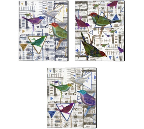 Bird Intersection 3 Piece Canvas Print Set by Lori Arbel