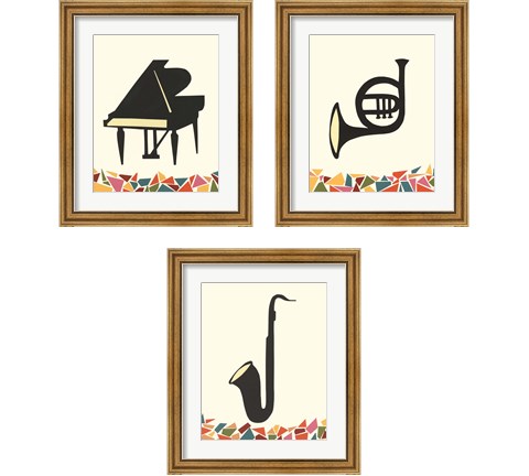 Cut Paper Instruments 3 Piece Framed Art Print Set by Regina Moore