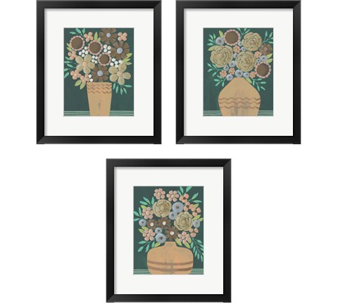 Flower Garden Bouquet 3 Piece Framed Art Print Set by Regina Moore