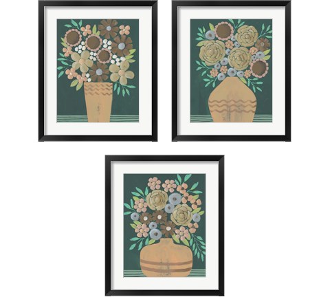 Flower Garden Bouquet 3 Piece Framed Art Print Set by Regina Moore