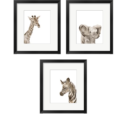 Safari Animal Portraits 3 Piece Framed Art Print Set by Melissa Wang