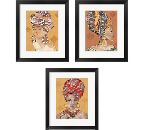African Flair Warm 3 Piece Framed Art Print Set by Anne Tavoletti