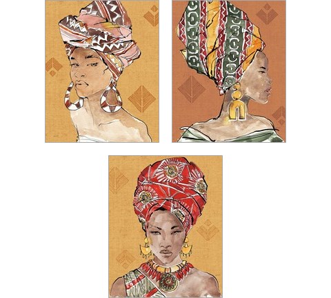 African Flair Warm 3 Piece Art Print Set by Anne Tavoletti