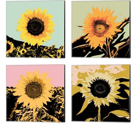 Pop Art Sunflower 4 Piece Canvas Print Set by Jacob Green
