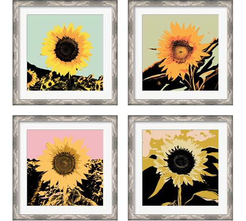 Pop Art Sunflower 4 Piece Framed Art Print Set by Jacob Green