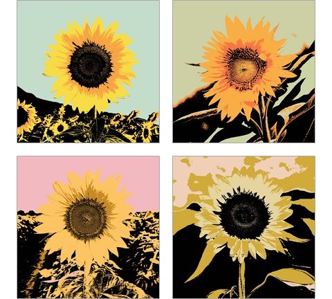 Pop Art Sunflower 4 Piece Art Print Set by Jacob Green