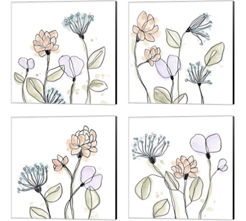 Spindle Blossoms 4 Piece Canvas Print Set by June Erica Vess