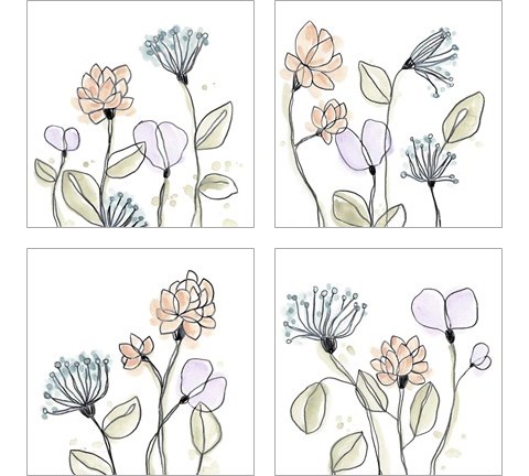 Spindle Blossoms 4 Piece Art Print Set by June Erica Vess