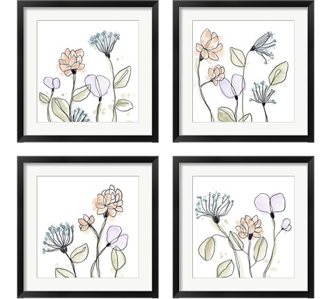 Spindle Blossoms 4 Piece Framed Art Print Set by June Erica Vess
