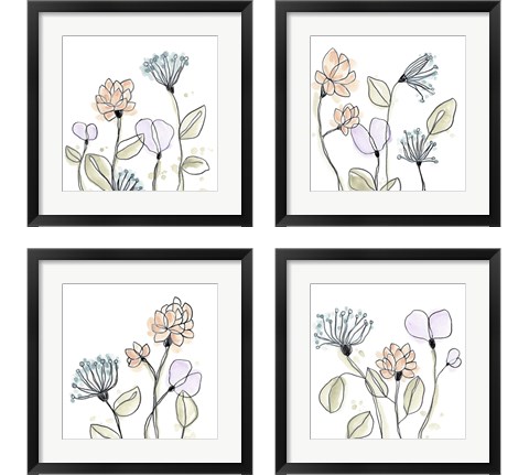 Spindle Blossoms 4 Piece Framed Art Print Set by June Erica Vess