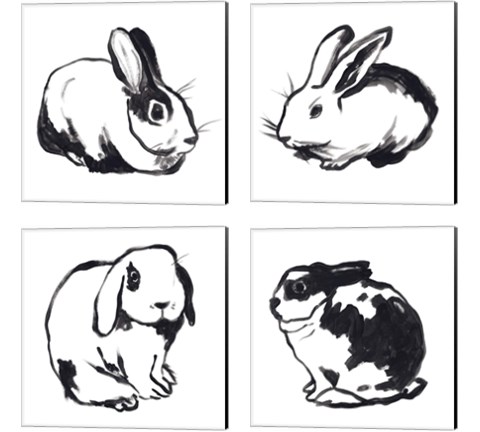 Winter Rabbit 4 Piece Canvas Print Set by June Erica Vess