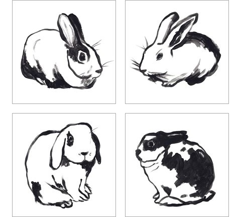 Winter Rabbit 4 Piece Art Print Set by June Erica Vess