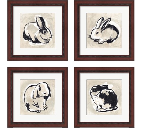 Antique Rabbit 4 Piece Framed Art Print Set by June Erica Vess