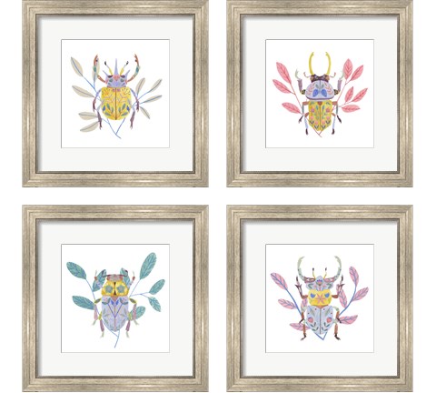Floral Beetles 4 Piece Framed Art Print Set by Melissa Wang