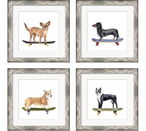 Pups on Wheels 4 Piece Framed Art Print Set by Annie Warren
