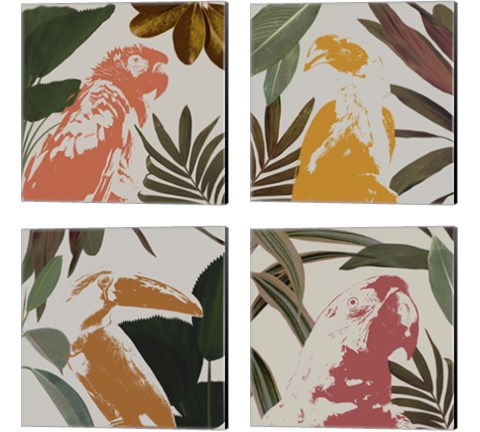 Graphic Tropical Bird  4 Piece Canvas Print Set by Annie Warren
