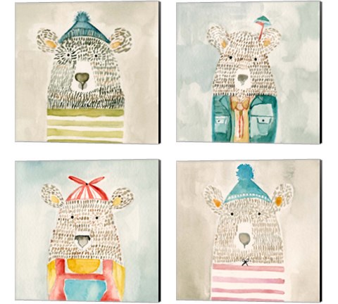 Lids Bear 4 Piece Canvas Print Set by Natalie Timbrook