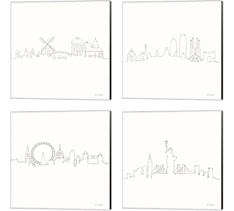 Once Line City 4 Piece Canvas Print Set by Seven Trees Design