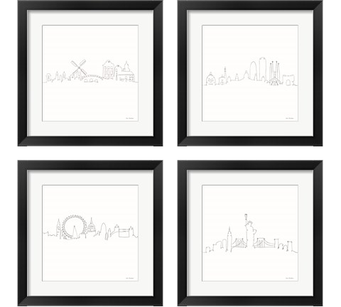 Once Line City 4 Piece Framed Art Print Set by Seven Trees Design