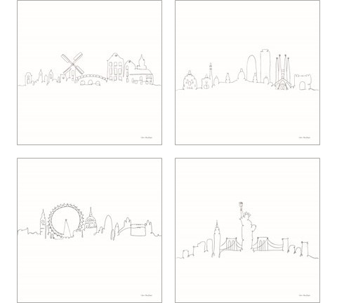 Once Line City 4 Piece Art Print Set by Seven Trees Design