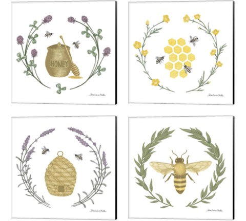 Happy to Bee Home 4 Piece Canvas Print Set by Sara Zieve Miller
