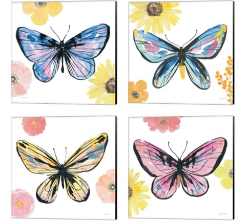 Beautiful Butterfly 4 Piece Canvas Print Set by Sara Zieve Miller