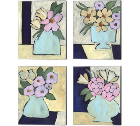 Distressed Bouquet 4 Piece Canvas Print Set by Regina Moore
