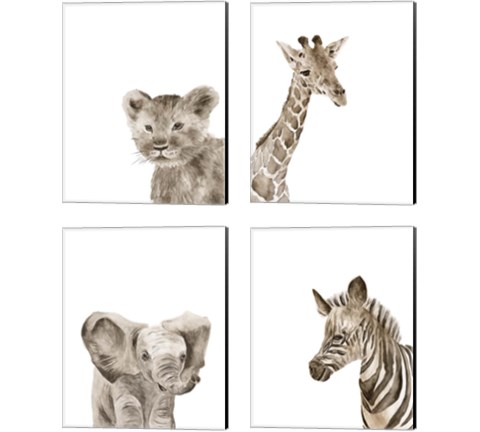 Safari Animal Portraits 4 Piece Canvas Print Set by Melissa Wang