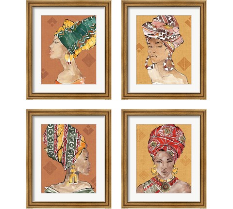 African Flair Warm 4 Piece Framed Art Print Set by Anne Tavoletti
