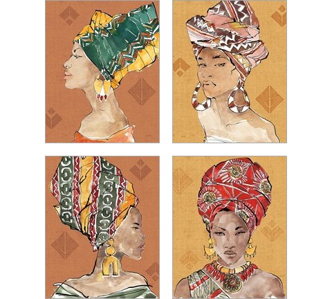 African Flair Warm 4 Piece Art Print Set by Anne Tavoletti