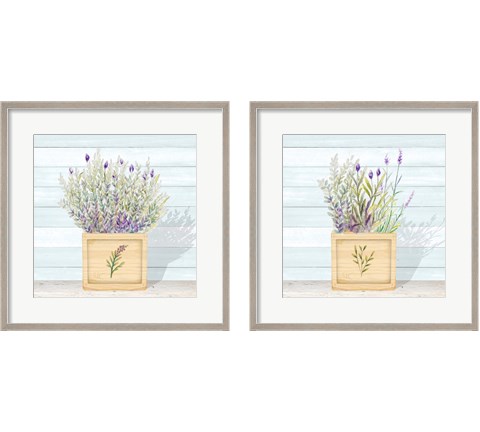 Lavender and Wood Square 2 Piece Framed Art Print Set by Janice Gaynor