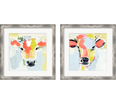 Pastel Cow 2 Piece Framed Art Print Set by Victoria Barnes