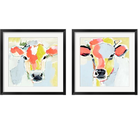 Pastel Cow 2 Piece Framed Art Print Set by Victoria Barnes