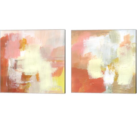 Yellow and Blush 2 Piece Canvas Print Set by Victoria Barnes