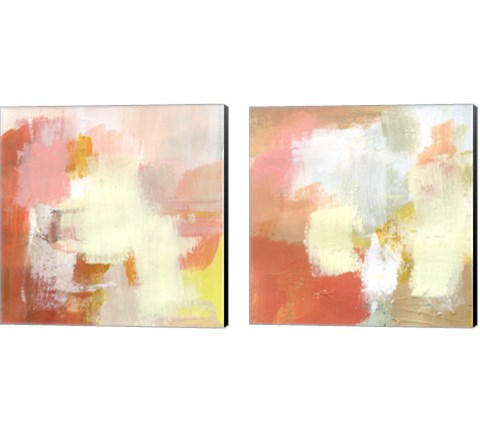 Yellow and Blush 2 Piece Canvas Print Set by Victoria Barnes