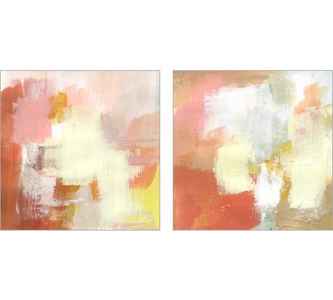 Yellow and Blush 2 Piece Art Print Set by Victoria Barnes