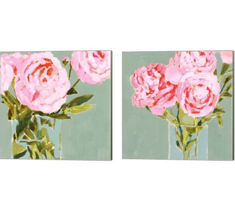 Popping Peonies 2 Piece Canvas Print Set by Victoria Barnes