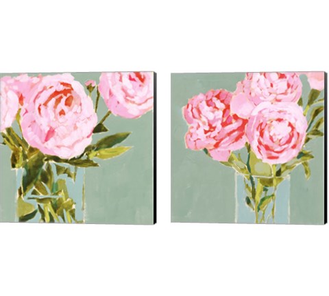 Popping Peonies 2 Piece Canvas Print Set by Victoria Barnes