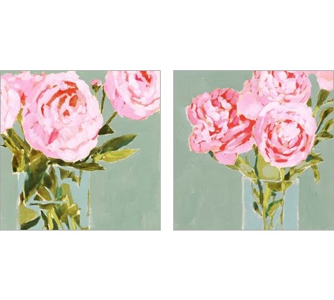 Popping Peonies 2 Piece Art Print Set by Victoria Barnes
