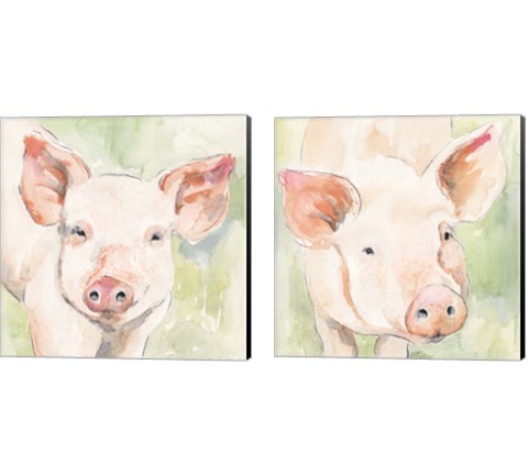 Sunny the Pig 2 Piece Canvas Print Set by Victoria Barnes