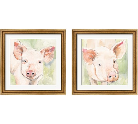Sunny the Pig 2 Piece Framed Art Print Set by Victoria Barnes