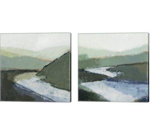 Riverbend Landscape 2 Piece Canvas Print Set by Victoria Barnes