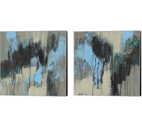 Ocean Blue Abstract 2 Piece Canvas Print Set by Jennifer Goldberger