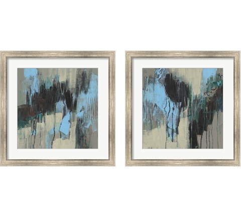 Ocean Blue Abstract 2 Piece Framed Art Print Set by Jennifer Goldberger
